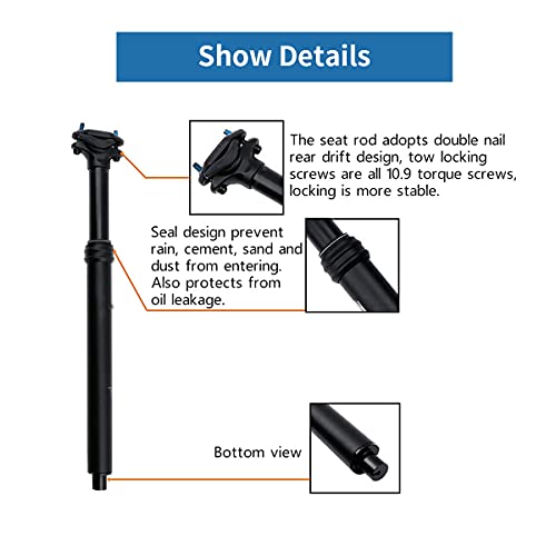 YLJXXY Poste de Sillín de Bicicleta Alumium Ajustable Tija Suspension de Sillín Diámetro 30.9mm / 31.6mm para la Mayoría de Bicicletas de Montaña,