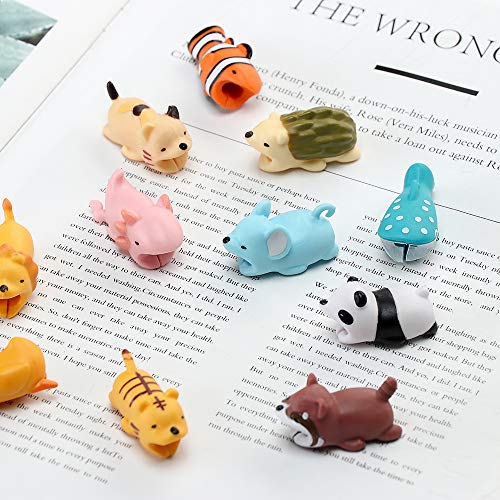 YMHPRIDE 12 Pack Cute Cartoon Animal Cable Protector, previene la Rotura del Cable Cable Protector Case para iPhone/iPad, Varios Animal Cable Chewers Mini Cables