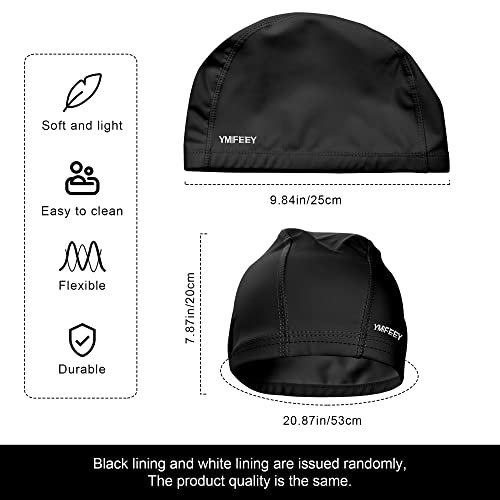 YMIFEEY Unisex Gorro de Natación Piscina Mujer y Hombre Gorro de Piscina para Pelo Largo y Corto Gorros de Baño Impermeable Suave y Cómodo (1 Negro)