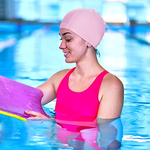 YMIFEEY Unisex Gorro de Natación Piscina Mujer y Hombre Gorro de Piscina para Pelo Largo y Corto Gorros de Baño Impermeable Suave y Cómodo (1 Rosado)