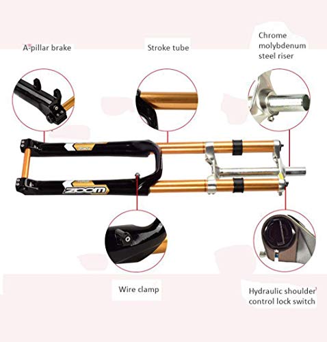 YMSHD Horquilla Delantera Rueda Resorte para Bicicleta Montaña, Horquilla Doble Corona Dh FR Am, Sistema Presión Resorte MTB Downhill, Liberación Rápida/Eje Pasante, Aleación Magnesio Y Al