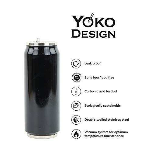 YOKO DESIGN 1304 Lata isotérmica Doble Pared Acero Inoxidable 7 cm 500 ml, Acero Inoxidable, Morado, 19 x 7 x 7 cm