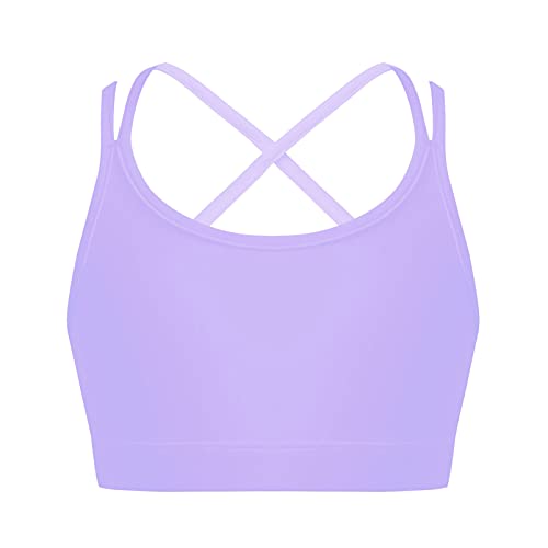 YOOJIA Niñas Sujetador Deportivo de Tirantes Camiseta Interior sin Mangas de Yoga Top Interior Infantil con Tirantes Deporte Correr Morado 7-8 años