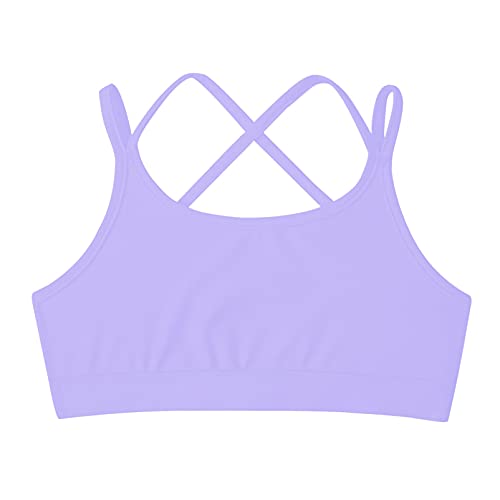 YOOJIA Niñas Sujetador Deportivo de Tirantes Camiseta Interior sin Mangas de Yoga Top Interior Infantil con Tirantes Deporte Correr Morado 7-8 años