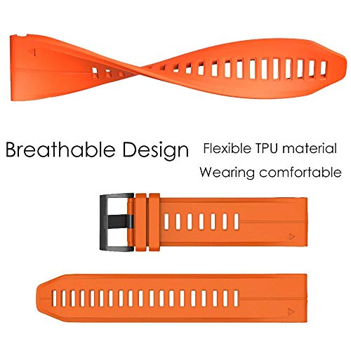 YOOSIDE Fenix 6X 5X Silicona Pulsera 26 mm QuickFit Suave Resistente al Agua Correa de repuesto para Garmin Plus Solar/Pro/Sapphire, 3, Tactix Delta (naranja)