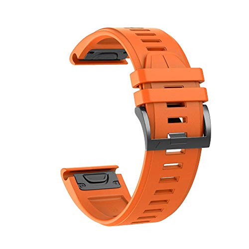 YOOSIDE Fenix 6X 5X Silicona Pulsera 26 mm QuickFit Suave Resistente al Agua Correa de repuesto para Garmin Plus Solar/Pro/Sapphire, 3, Tactix Delta (naranja)