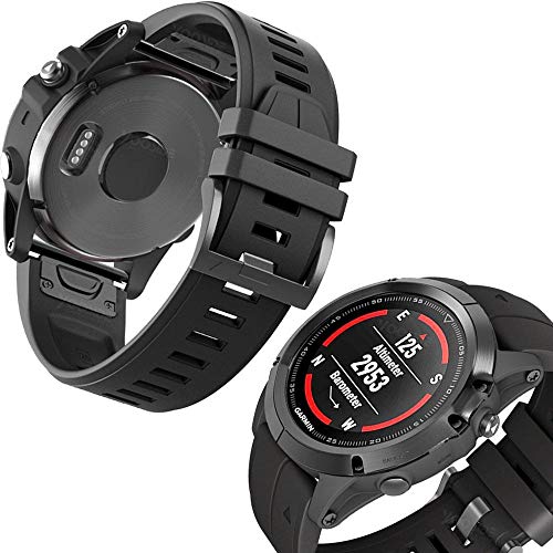 YOOSIDE Fenix 6X / Fenix 5X Silicona Pulsera 26 mm QuickFit Suave Resistente al Agua Silicona Correa de repuesto para Garmin Fenix 5X / 5X Plus / Fenix 6X Solar/Pro/Sapphire, Fenix 3