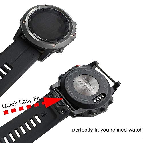 YOOSIDE Fenix 6X / Fenix 5X Silicona Pulsera 26 mm QuickFit Suave Resistente al Agua Silicona Correa de repuesto para Garmin Fenix 5X / 5X Plus / Fenix 6X Solar/Pro/Sapphire, Fenix 3