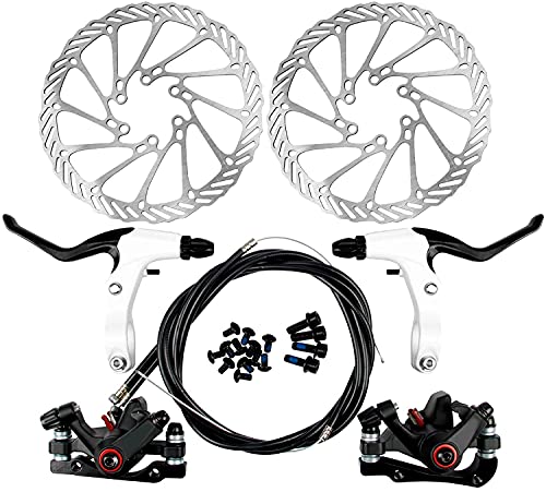 Yorbay Disco de Freno NV5 BD-09 160mm para Bicicleta Blanco con Kit de Tornillos (Negro) reutilizable