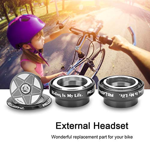 Yosoo Health Gear Auriculares para Bicicleta, Auriculares para Bicicleta de montaña de aleación de Aluminio, Reemplazo de Auriculares para Ciclismo para Horquilla de dirección Recta de 28,6 mm(Negro)