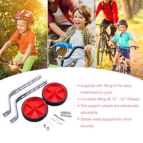 Yosoo ruedines para Bicicleta Infantil Seguridad ruedines para 12 – 20 Pulgadas Bicicleta Infantil, Rojo
