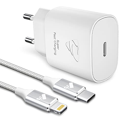 Yosou Cargador USB C,25W Cargador iPhone Carga Rápida PD 3.0 Tipo C y Cable 2M para Cargador Rapido para iPhone 13/13 Pro/13 Pro Max/13 Mini/12/12 Pro/12 Pro Max/12Mini/11/11 Pro MAX/SE 2020/X/iPad