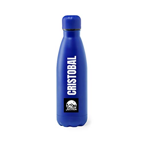 YOSTIC Botella de Agua Personalizada con Nombre. Bidón Gran Capacidad. 790ml. IMPRESIÓN Directa EN LA Botella. Bote de Aluminio (Azul)