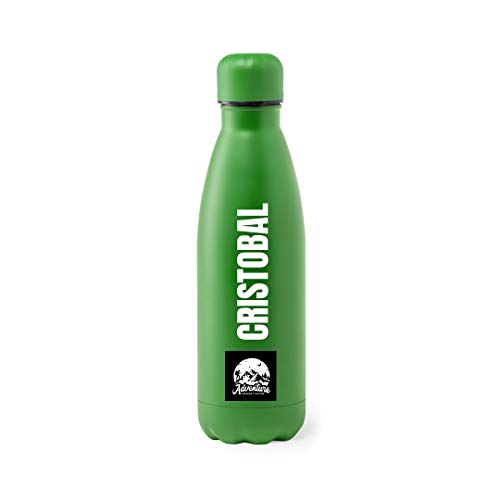 YOSTIC Botella de Agua Personalizada con Nombre. Bidón Gran Capacidad. 790ml. IMPRESIÓN Directa EN LA Botella. Bote de Aluminio (Verde)