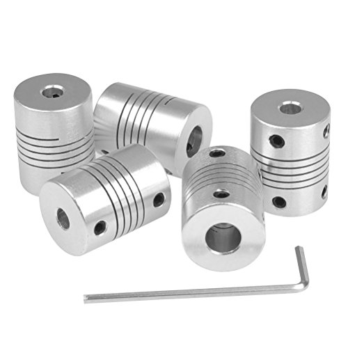 YOTINO 5PCS Acoplamientos flexibles del acoplador 6mm a 8mm NEMA 17 Eje Steppper Motor Coupler Conector de la junta de aleación de aluminio para impresora 3D Máquina CNC (Bono: 1pcs llave M3)