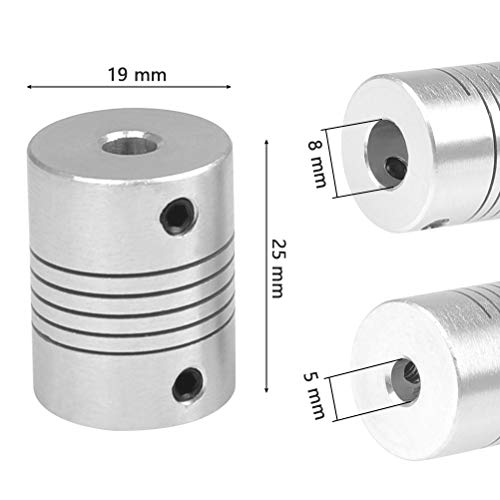 YOTINO 5PCS Acoplamientos flexibles del acoplador 6mm a 8mm NEMA 17 Eje Steppper Motor Coupler Conector de la junta de aleación de aluminio para impresora 3D Máquina CNC (Bono: 1pcs llave M3)