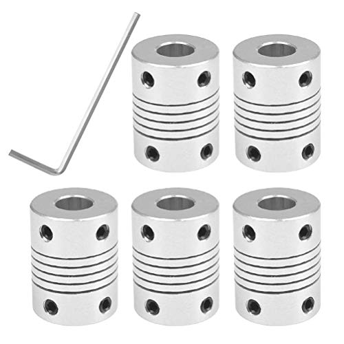 YOTINO 5PCS Acoplamientos flexibles del acoplador 6mm a 8mm NEMA 17 Eje Steppper Motor Coupler Conector de la junta de aleación de aluminio para impresora 3D Máquina CNC (Bono: 1pcs llave M3)