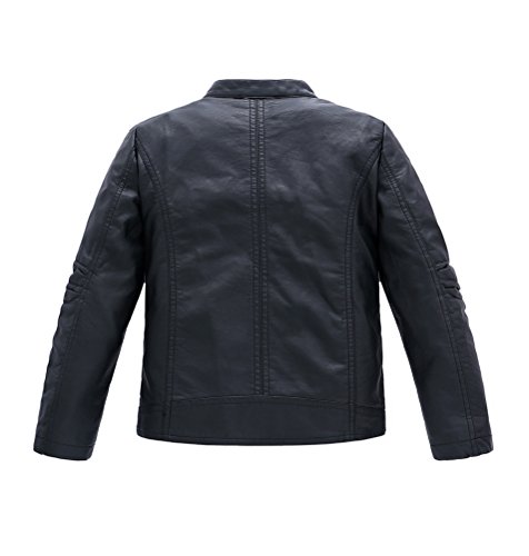 YoungSoul Chaqueta Biker de Cuero sintético para Niños - Abrigos de imitación Cuero Primavera e Otoño - Cazadoras Moto ccon Diseño Guateado 8-9 años/Etiqueta 140cm