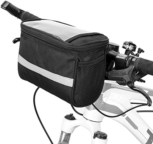 Youool Bolsa de Manillar de Bicicletas de Carretera y de Montaña para Ciclismo,con Tira Reflectante MTB Bicicleta Bolsa Delantera Cesta,Accesorios Bicicletas montaña