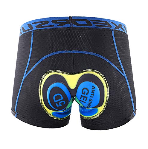 YouthRM Ropa Interior de Ciclismo Acolchada en 3D para Hombre Pantalones Cortos de Silicona Espesa - Calzoncillos para Bicicleta Calzoncillos Transpirables para Bicicleta MTB y Transpiración,Blue,XXX