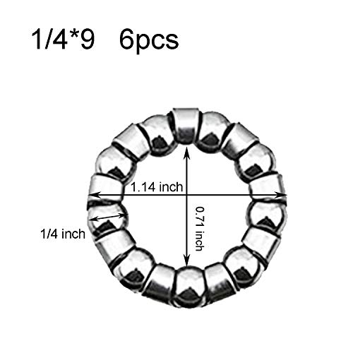 YouU 6 Piezas Ejes de Rueda Trasera para Bicicleta 1/4"Tamaño de Bola x 9 Bolas