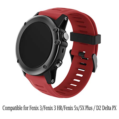 YPSNH Compatible para Garmin Fenix 3 Correa 26mm Suave Silicona Accesorio Fenix 5X Banda para Reloje Deportivos Correa de Repuesto para Fenix 3/Fenix 5X/Fenix 3 HR