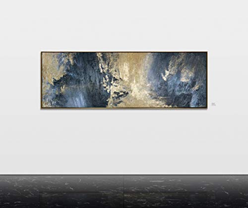 YS-Art Deluxe | Cuadro Acrílico A través del Espejo | Pintado a Mano | 150 x 50 cm | Arte Moderno | Lienzo De Pared | único | Azúl | DL009