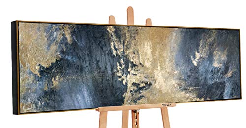 YS-Art Deluxe | Cuadro Acrílico A través del Espejo | Pintado a Mano | 150 x 50 cm | Arte Moderno | Lienzo De Pared | único | Azúl | DL009