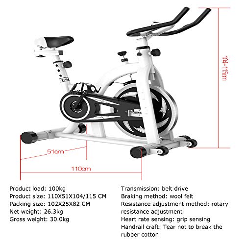 YUANP Bicicletas Estaticas Pequeñas,bicis Indoor Elípticas De Fitness Spinning Bicicleta Spinning Profesional Baratas Mejor Bicicleta Estatica Bici Estática Indoor,White