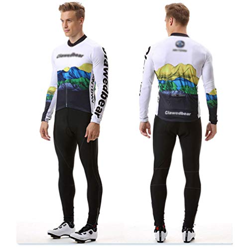 Yuanu Hombre Trajes de Bicicleta Maillot Ciclismo Largo Camisetas Bicis Otoño Invierno Manga Larga Pantalones Térmicos Camisas MTB Culotte Bike Ropa 4# Top+Pantalones L