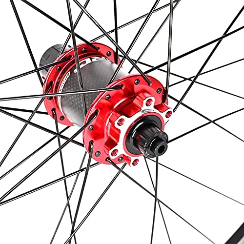 YUDIZWS Llantas 26/27.5/29 Pulgadas MTB Freno Disco Montaña Juego De Ruedas Bicicletas Fibra Carbon Casete Cubo QR 8/9/10/11 Velocida (Color : Red, Size : 26inch)