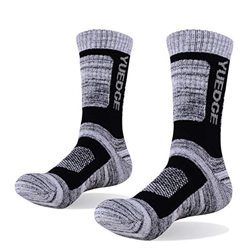 YUEDGE 5 Pares Hombre Senderismo Calcetines para Trekking Camping Tenis y Otros Deportes, Transpirable, Alto Rendimiento (L)