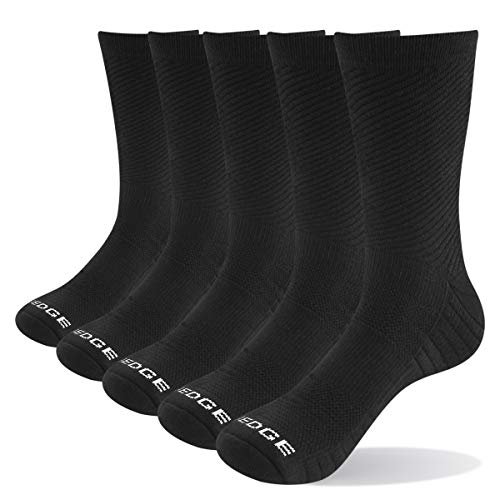 YUEDGE Hombre Calcetines Deportivos Acolchados Crew para Hombre, Talla 43-45 (Pack de 5)