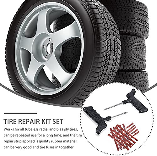 Yuille 38 Piezas Kit Repara Pinchazos Pequeño,Kit de Reparación para Neumáticos Pesados,Juego Profesional de reparación de neumáticos,Kit de Reparación de Neumáticos,Reparación de Pinchazos