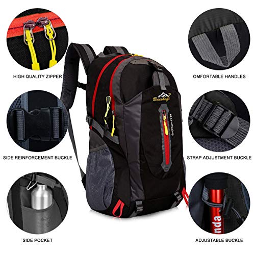 yunplus Mochila de senderismo, ligera, multifuncional, informal, resistente al agua, 40 L, camping, senderismo, mochila para ciclismo, viaje, escalada, deportes al aire libre, Infantil, negro