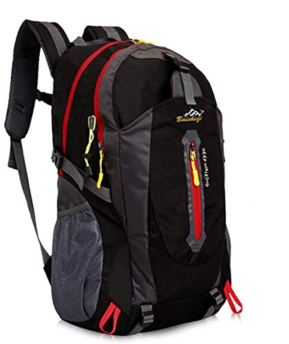 yunplus Mochila de senderismo, ligera, multifuncional, informal, resistente al agua, 40 L, camping, senderismo, mochila para ciclismo, viaje, escalada, deportes al aire libre, Infantil, negro