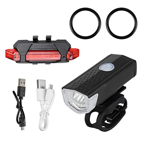 YUNTAN USB Juego de luces para bicicleta recargables superbrillantes y luz trasera para bicicleta LED, batería de litio de 1200 mA, resistente al agua, 3 modos de iluminación