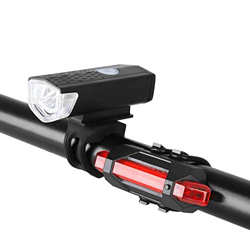 YUNTAN USB Juego de luces para bicicleta recargables superbrillantes y luz trasera para bicicleta LED, batería de litio de 1200 mA, resistente al agua, 3 modos de iluminación