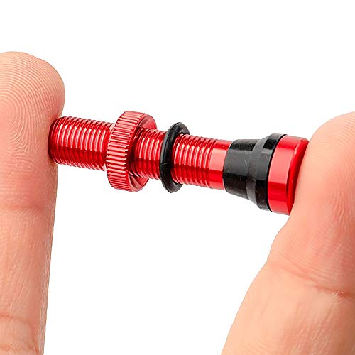 YUPVM Válvulas Un/V Schrader para bicicleta, 2 unidades, 40 mm, con cabeza anodizada, mecanizado CNC para llantas Tubeless para bicicleta de carretera, color rojo