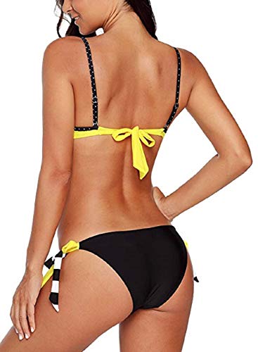 Yuson Girl Conjuntos De Bikini Plunge Sexy Mujer Trajes De Baño De Tres Dos Piezas Cuello Halter Tirantes con Bañador Natacion Shorts Bano Braga Thong Bikini Talle Alto Top Bikini Push Up Bra