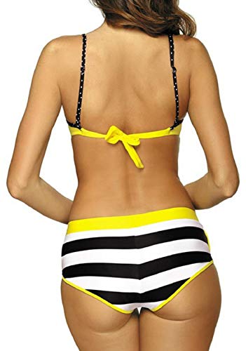 Yuson Girl Conjuntos De Bikini Plunge Sexy Mujer Trajes De Baño De Tres Dos Piezas Cuello Halter Tirantes con Bañador Natacion Shorts Bano Braga Thong Bikini Talle Alto Top Bikini Push Up Bra