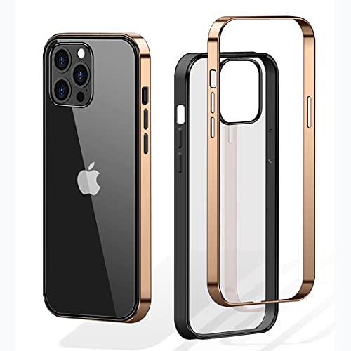 YXKJ Funda Compatible con iPhone 12 Pro / Compatible con iPhone 12, Carcasa Protectora con Tres en Uno, Funda Anti-Choques Anticaídas - Dorado