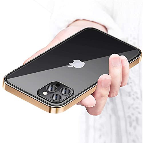 YXKJ Funda Compatible con iPhone 12 Pro / Compatible con iPhone 12, Carcasa Protectora con Tres en Uno, Funda Anti-Choques Anticaídas - Dorado