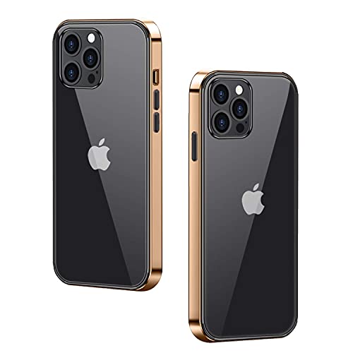 YXKJ Funda Compatible con iPhone 12 Pro / Compatible con iPhone 12, Carcasa Protectora con Tres en Uno, Funda Anti-Choques Anticaídas - Dorado