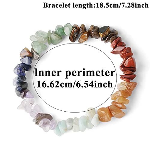 yxx para Niñas Adolescentes Pulseras con Cuentas Pulseras Amistad Parejas Pulseras Pulseras Reiki Natural Piedra 7 Chakra Pulseras Cristal Pulsera Chipped Gravel Beads Regalos para Mujeres