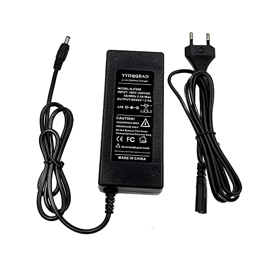 YYHQQBAD 36V 2A Salida de Cargador 42V 2A Cargador de Litio Li-Ion Li-Poly Cargador para 10Series 36V Bicicleta eléctrica DC5.5 * 2.1MM