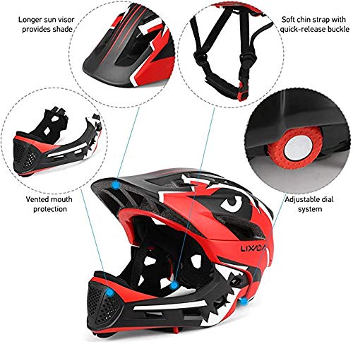 YYYY Casco de Bicicleta de Equilibrio para niños con mentonera y Bicicleta de Patinaje sobre Ruedas de Cara Completa Desmontable Cascos de Seguridad Masculinos y Femeninos (adecuados pa 1