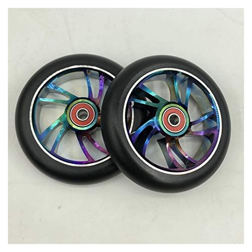 YZWHKJ Ruedas De Scooter 2pcs 120mm Freestyle Stunt Scooter Ruedas con Alto Contenido de aleación de Aluminio PU Altamente elástico 22 * ​​8 * 7mm Rodamientos Ruedas De Scooter Freestyle