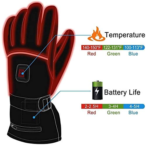 Z-YQL Guantes de calefacción de batería eléctrica ajustable temperatura para hombres y mujeres, guantes impermeables cálidos para ciclismo, motocicleta, senderismo, esquí, montañismo