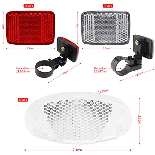 Zaleonline Bicicleta Advertencia Reflector de 8 Piezas Conjunto de Reflector de Bicicleta Trasera Reflectores de Bicicleta Reflector de Radios de Bicicleta Reflectores de Bicicleta Delante y detrás